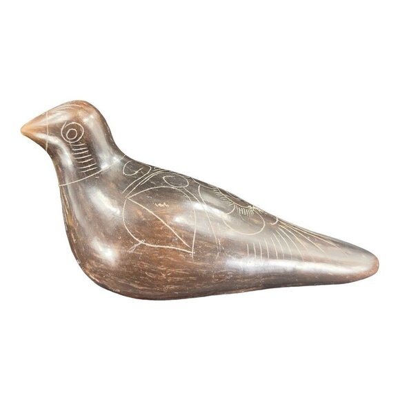 Vintage Mexican Pottery Bird Dove Etched Figurine Hand Made Ceramic Figurine VTG - Picture 1 of 12